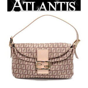 FENDI Mamma Bucket Zucchino Shoulder Bag Pink Beige Tan Canvas Leather